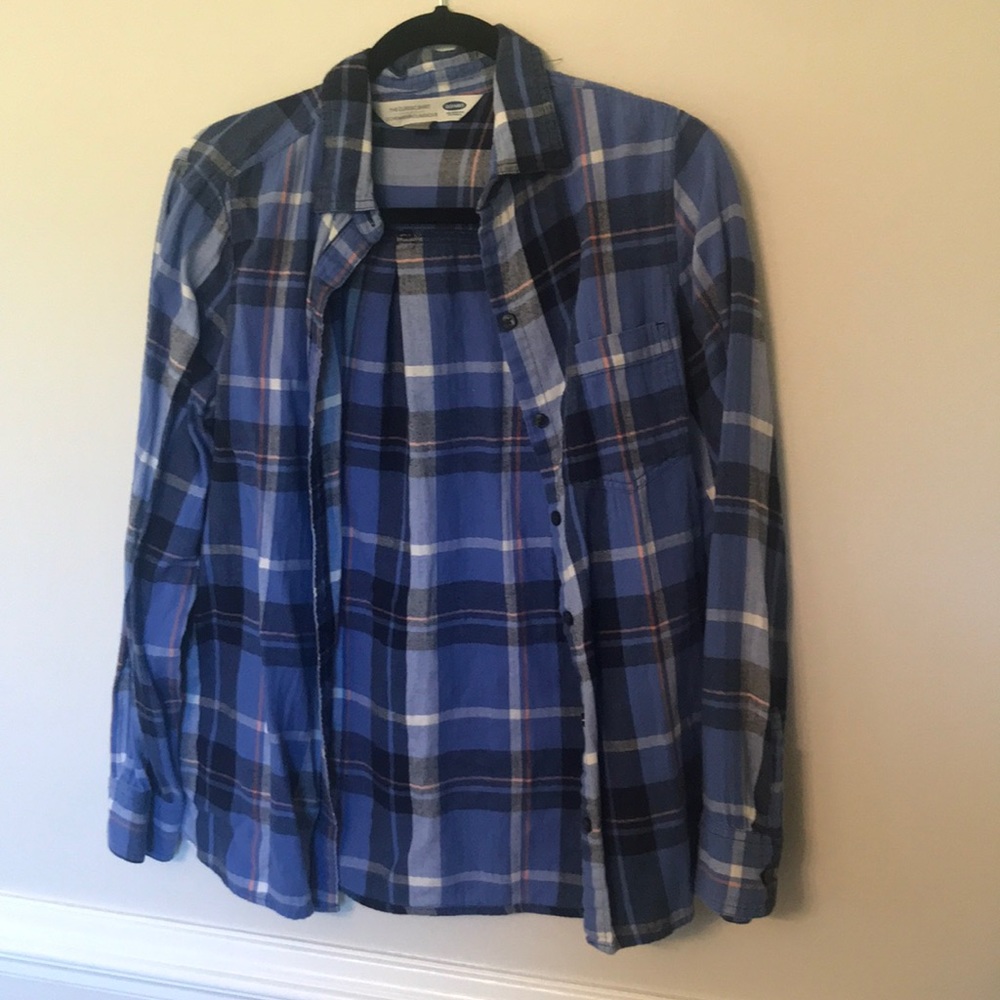 Blue Old Navy Long Sleeve Flannel Shirt